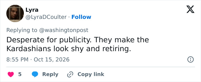A social media comment criticizing Meghan Markle's publicity efforts regarding her food bank visit.