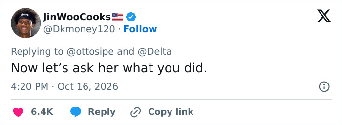 Tweet calling to question actions in viral flight space invasion incident Tweet calling to question actions in viral flight space invasion incident