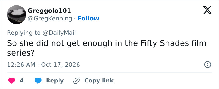 Twitter user questions Dakota Johnson's intimacy in Fifty Shades film series Twitter user questions Dakota Johnson's intimacy in Fifty Shades film series