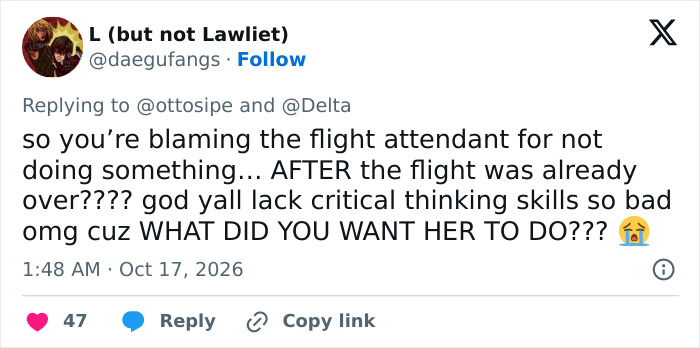 Tweet debating flight attendant's role in viral earring trick incident on flight Tweet debating flight attendant's role in viral earring trick incident on flight