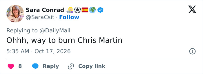 Tweet comments on Chris Martin in Dakota Johnson's intimate life story Tweet comments on Chris Martin in Dakota Johnson's intimate life story