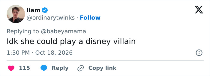 Social media comment suggesting Taylor Swift could play a Disney villain Social media comment suggesting Taylor Swift could play a Disney villain