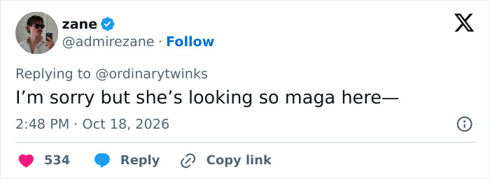 Tweet saying Taylor Swift's appearance looks very MAGA inspired Tweet saying Taylor Swift's appearance looks very MAGA inspired