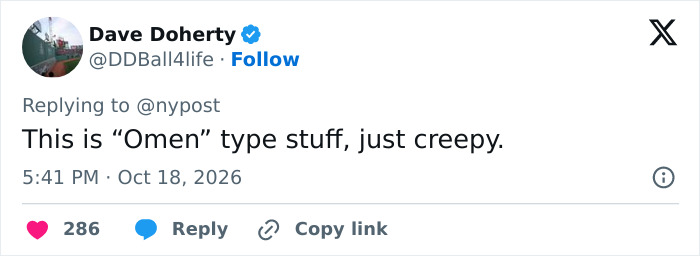 Tweet commenting on priest and massive crucifix incident during livestreamed mass