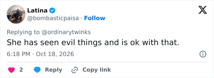 Tweet stating Taylor Swift has seen evil things and accepts it Tweet stating Taylor Swift has seen evil things and accepts it