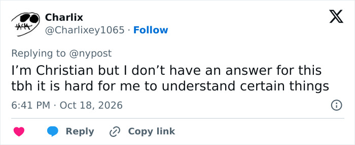 Tweet expressing confusion about priest incident