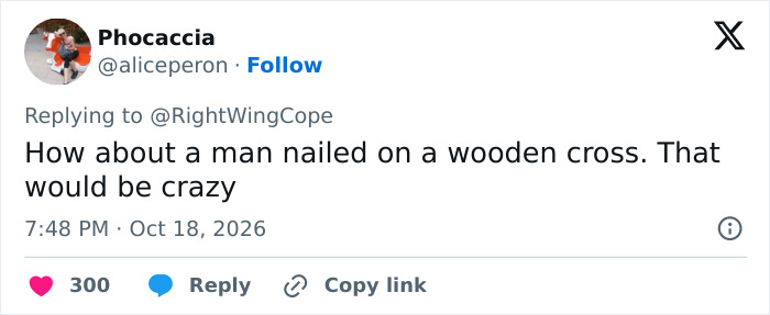 Tweet highlighting double standards regarding a Halloween decoration and religious imagery.