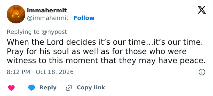 Tweet praying for priest's soul after massive crucifix fall