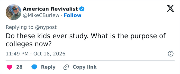 Tweet questioning the purpose of colleges in sorority scandal