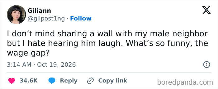 A funny tweet about a neighbor laughing through the wall, featured in hilarious tweets from October.