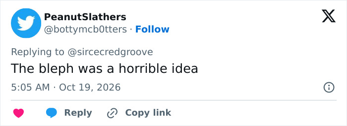 Tweet stating that blepharoplasty was a bad idea for Taylor Swift Tweet stating that blepharoplasty was a bad idea for Taylor Swift