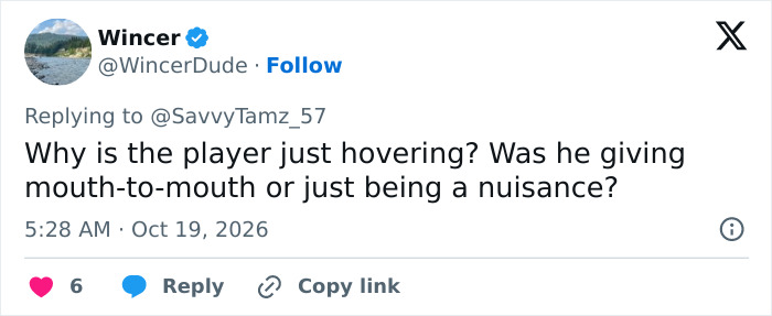 Tweet questioning football player's inappropriate behavior near injured