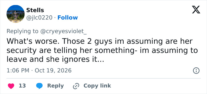 A comment about Taylor Swift at the Chiefs game security guards asking an intrusive fan to step away.