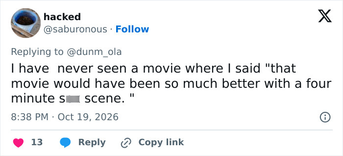 User post reacting to a Hollywood actress demand for safer intimate scenes in popular movies.