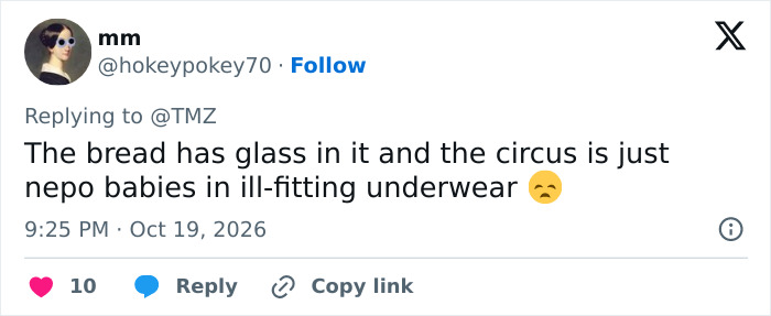 A social media post criticizing nepo babies in the Victoria's Secret Show.