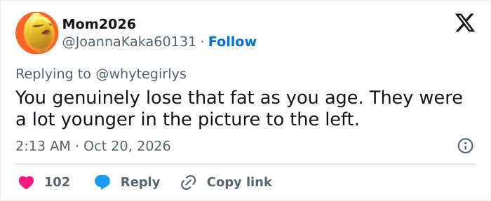 A social media post discussing aging versus plastic surgery trends regarding facial fat loss. A social media post discussing aging versus plastic surgery trends regarding facial fat loss.