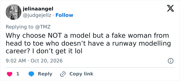 A tweet questioning the choice of Kylie Jenner as a model in the Victoria's Secret Show.