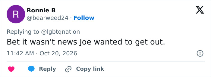 User post on social media regarding a Hollywood star accused of cheating online.