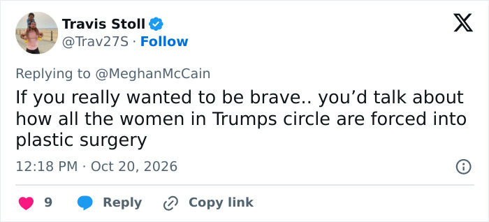 Tweet addressing plastic surgery among women in Trump circle Tweet addressing plastic surgery among women in Trump circle