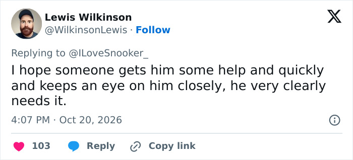 A social media post supporting a star mid-interview and urging for quick support.