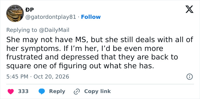 Social media reaction discussing Christina Applegate MS diagnosis and ongoing health symptoms. Social media reaction discussing Christina Applegate MS diagnosis and ongoing health symptoms.