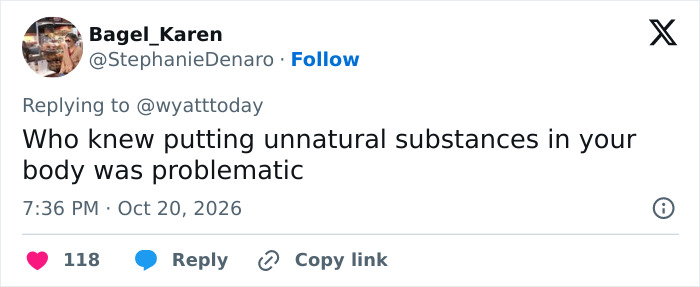 Social media post discussing unnatural substances in the body after Christina Applegate reveals misdiagnosis.