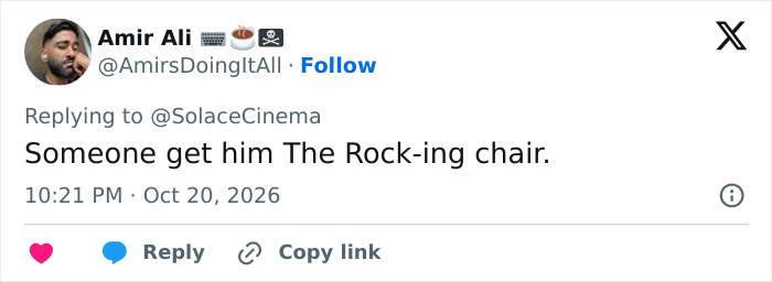 A social media comment reacting to the dramatic transformation of a Hollywood superstar.