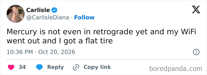 Hilarious tweets from October about bad luck before Mercury retrograde.
