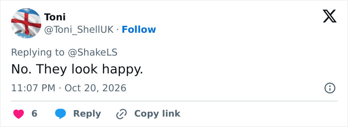 A social media post discussing Kate and Prince William at a royal event stating, No. They look happy.