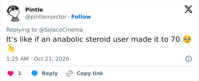A fan post commenting on a Hollywood superstar after a dramatic transformation.