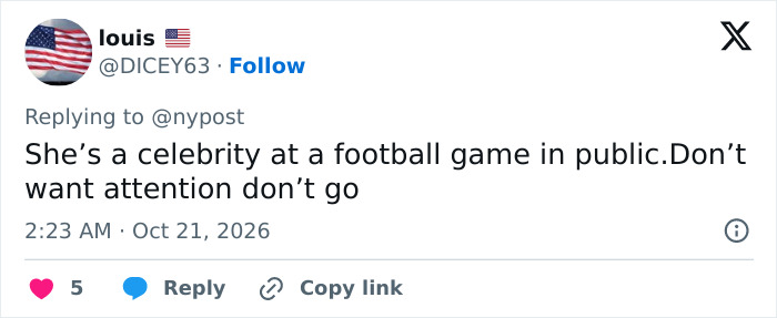 A social media post about Taylor Swift at the Chiefs game and celebrity privacy A social media post about Taylor Swift at the Chiefs game and celebrity privacy
