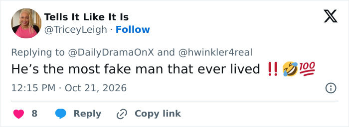 A social post commenting on Donald Trump waving at nobody, calling him fake. A social post commenting on Donald Trump waving at nobody, calling him fake.