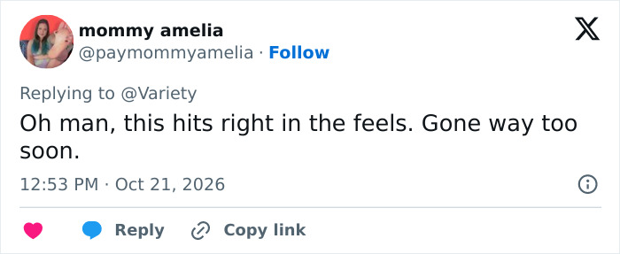 A post reacting to a emotional tribute to late co-star on social media.