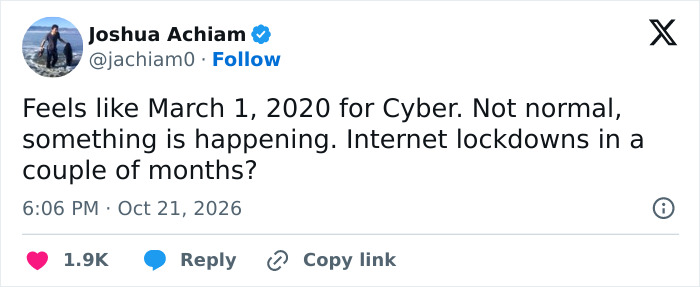 Social media post warning about potential internet lockdowns amid the Black October cyber threat. Social media post warning about potential internet lockdowns amid the Black October cyber threat.