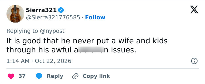 A social media post reflecting on Matthew Perry, mentioning his struggles with a*******n and family life.