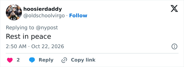A social media user writing Rest in peace for the influencer and video game creator.