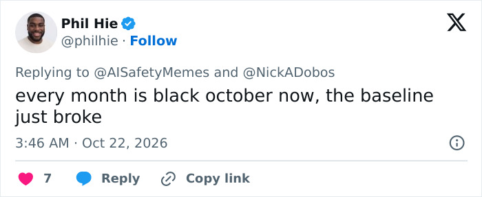 Social media post discussing the Black October phenomenon caused by AI agent swarms. Social media post discussing the Black October phenomenon caused by AI agent swarms.