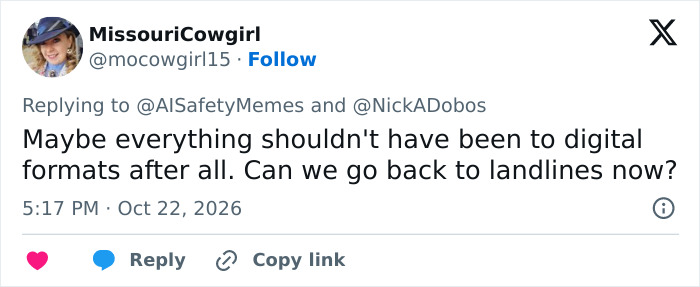 A post by MissouriCowgirl questioning digital formats amid the AI agent swarms phenomenon. A post by MissouriCowgirl questioning digital formats amid the AI agent swarms phenomenon.