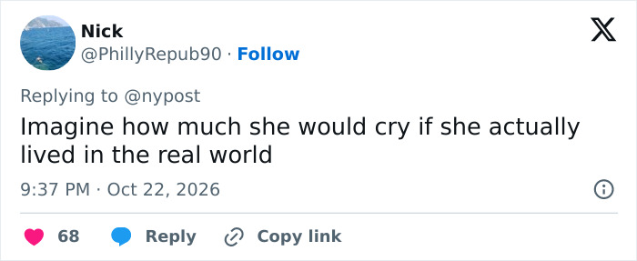 Online comment about Kristen Bell crying and living in the real world