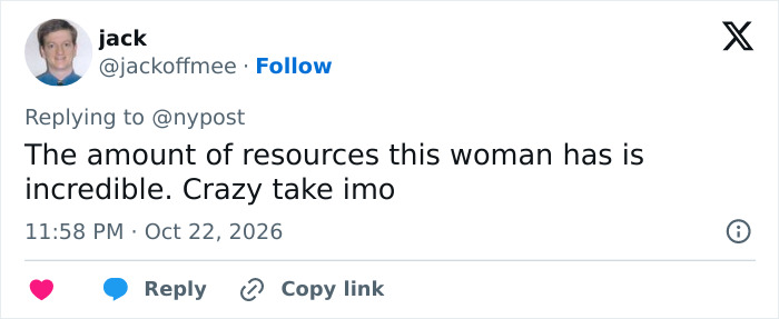 Tweet reacting to Kristen Bell marriage news, mentioning her resources and calling her view a crazy take.