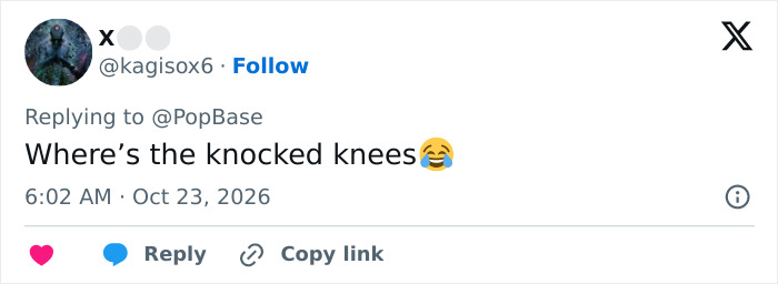A X post referencing Natalie Nunn and North West with the text Where is the knocked knees.