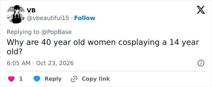 Comment on social media regarding Natalie Nunn cosplay and Halloween transformation