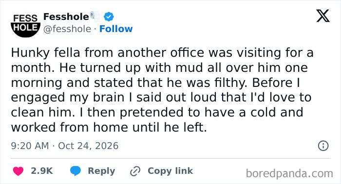 Anonymous confessions post about an embarrassing workplace interaction.