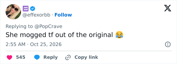 Social media comment reacting to the viral Erika Kirk parody halloween costume.