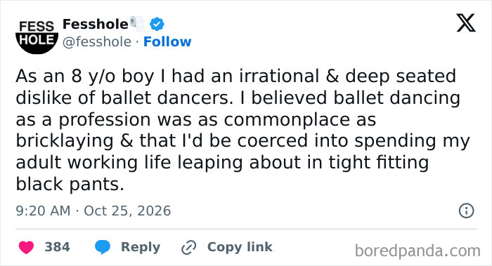 Anonymous confessions post about a childhood fear of being forced to become a ballet dancer.