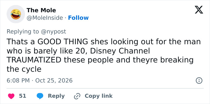 A social media post discussing Young Sheldon star Emily Osment and her co-star A social media post discussing Young Sheldon star Emily Osment and her co-star