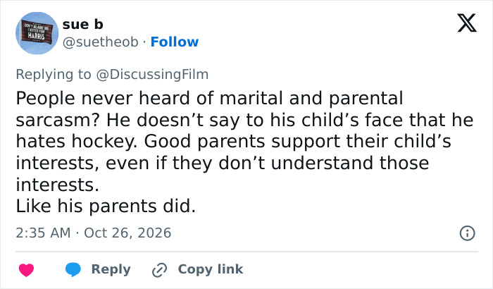 A social media post discussing parental support and sarcasm related to Jim Parsons and Young Sheldon. A social media post discussing parental support and sarcasm related to Jim Parsons and Young Sheldon.