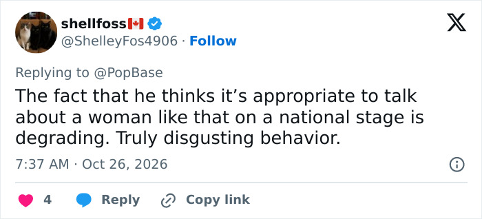 A comment criticizing remarks made about a woman, linked to concern over Nicki Minaj at a Trump rally. A comment criticizing remarks made about a woman, linked to concern over Nicki Minaj at a Trump rally.