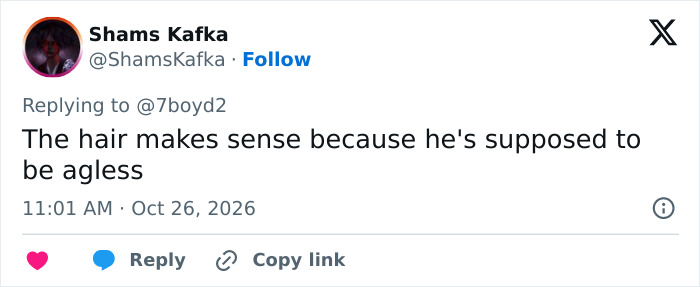 A social media post from a fan defending Chris Evans' appearance in a new promo, mentioning his hair. A social media post from a fan defending Chris Evans' appearance in a new promo, mentioning his hair.
