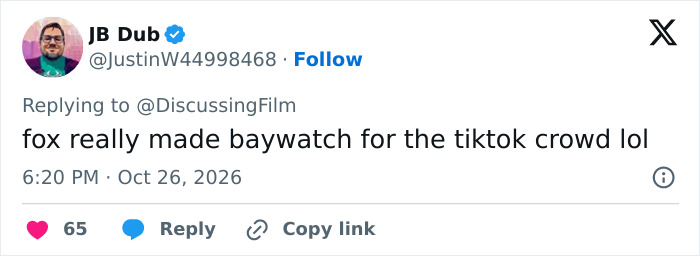 A social media reaction post discussing the new promo picture for a Hollywood TV reboot.